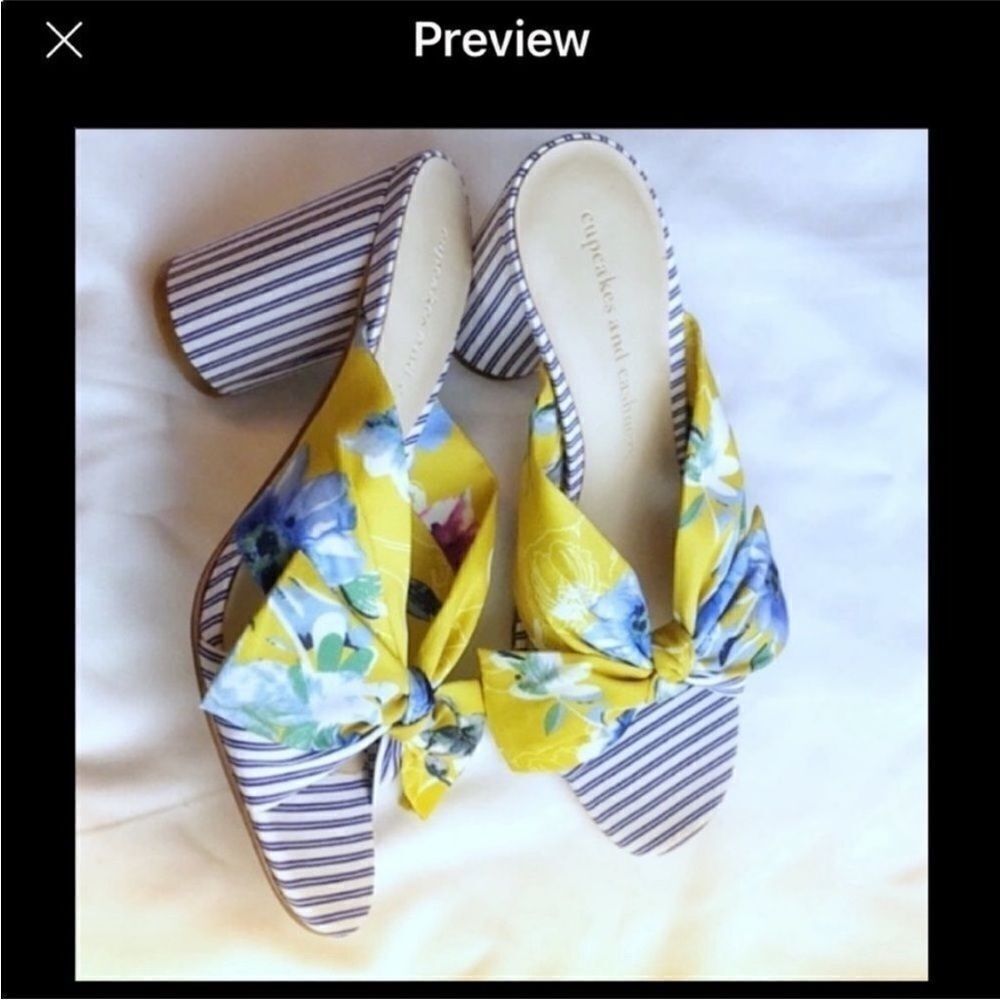 CUPCAKES AND CASHMERE FLORAL MULES.  NEW IN BOX